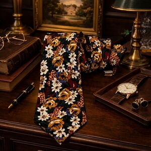 Vintage Aquascutum London Floral 100% Silk Tie